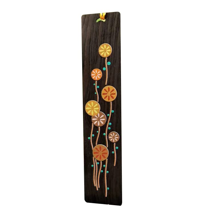 Mascot Wooden Crafts Wood Carving Art Wood Decoration Artwork 紫光檀 半生繁花书签铜件水笔 紫光檀木书签礼盒包装黑檀(紫光檀书签+铜件水笔一套)