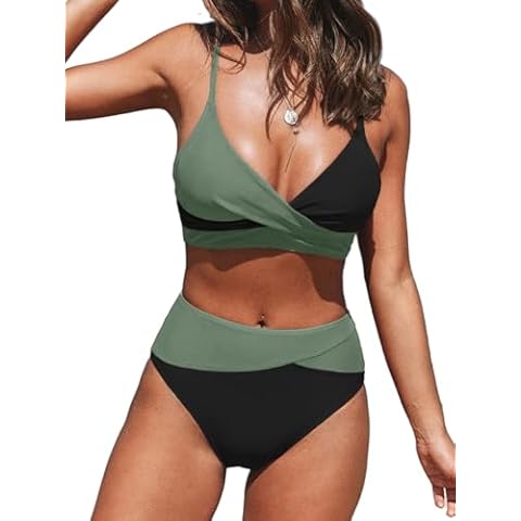CUPSHE Twist Front High Waisted Bikini Set Cover