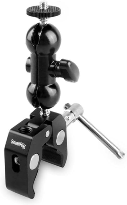 SMALLRIG Upgrade Camera Mount Clamp, Double Ball Head Magic Arm with Clamp, Super Clamp with Non-slip Threads, Load Capacity 1.5kg for Gopro, Webcam, Camera, Monitor and Light -1138B