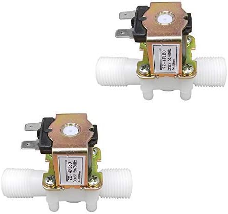 Ximimark 2Pcs 1/2" Thread Plastic Electric Solenoid Valve Water Inlet Flow Switch Magnetic Water Air Normally Closed Tools DC 12V N/C 0.02 to 0.8mpa