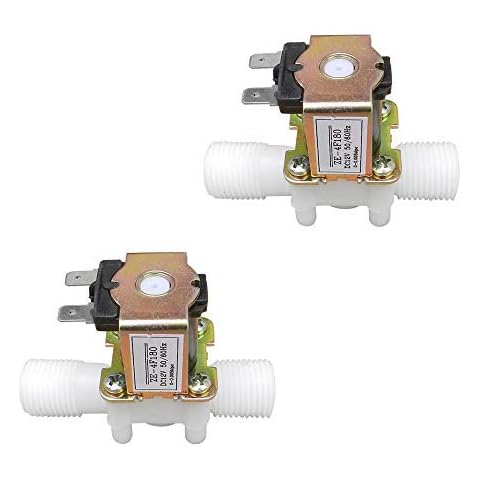 Ximimark 2Pcs 1/2" Thread Plastic Electric Solenoid Valve Water Inlet Flow Switch Magnetic Water Air Normally Closed Tools DC 12V N/C 0.02 to 0.8mpa Cover