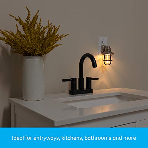 Ge Vintage Led Night Light, Plug-In, Dusk-To-Dawn Sensor, Farmhouse, Rustic, Home Décor, Ul-Certified, Ideal For Bedroom, Bathroom, Kitchen, Hallway, 66981, 2 Pack, Brushed Nickel #TOP3