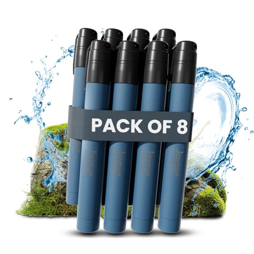 Joypur® Paille Filtrante de Survie - Purificateur d'Eau (K8616-bleu*8）， pour Randonnée, Camping, Bushcraft - Filtre à Eau de Poche, Équipement de Survivalisme et Accessoires