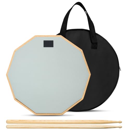 CROWNSHOP Drum Practice Pad and Sticks Double Sided Silent Practice Drum