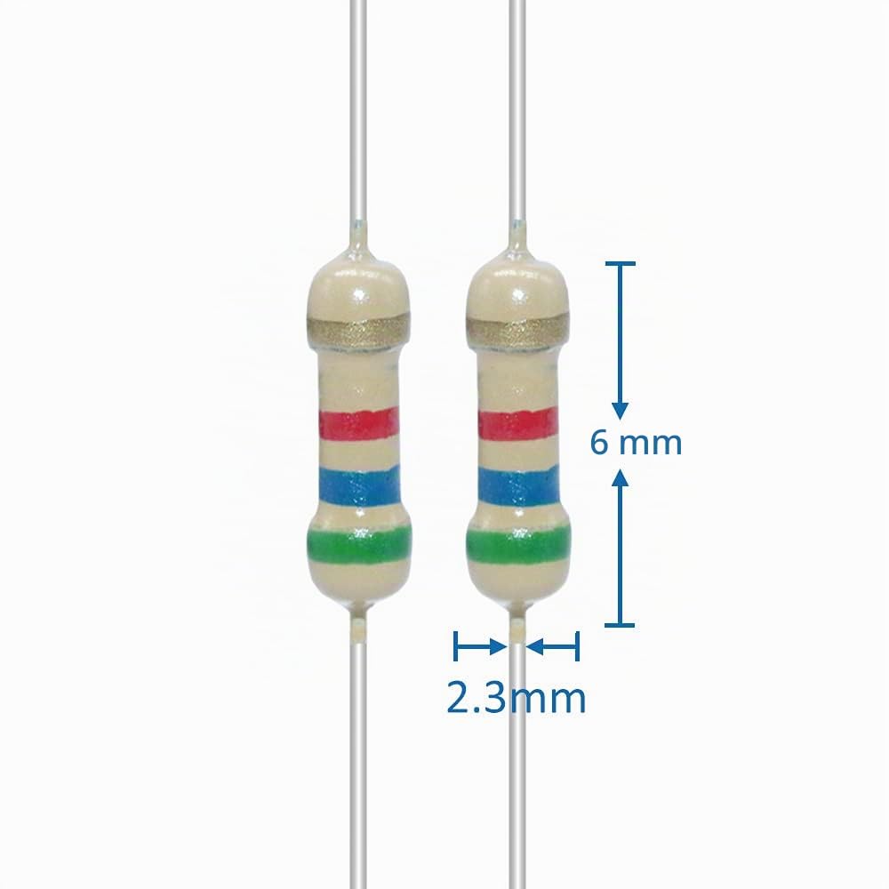 AUKENIEN 1250 Piezas Kit Resistencias 1/4W 25 Valores Película de Carbono 5%