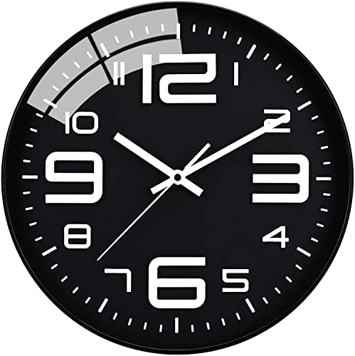 Image of TEKCOOL Wall Clock 12 inch Silent Quartz Decorative Wall Clock Non-Ticking Classic Clock Battery Operated Round Easy To Read For Room /Home /Kitchen /Bedroom /Office /School -Analog,Plastic Black white'