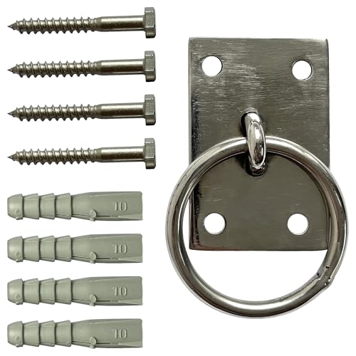 Argola Suporte Parede Aço Inox Com Parafuso Baia Cavalo Cães Gado Corda Naval Saco Boxe Crossfit Bar