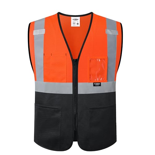 Image of JKSafety Safety Vest for men women Hi Vis Vest with Pockets and Zipper High Visibility Meet ANSI Standard(BX310