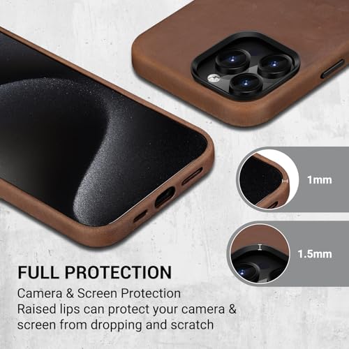 Belemay-Compatible-with-iPhone-15-Pro-Leather-Case-Magsafe-Top-Grain-Vintage-Crazy-Horse-Leather-Metal-Buttons-Camera-Bezel-Bump-Slim-Fit-Soft-Premium-Phone-Cover-61-inch-Retro-Brown
