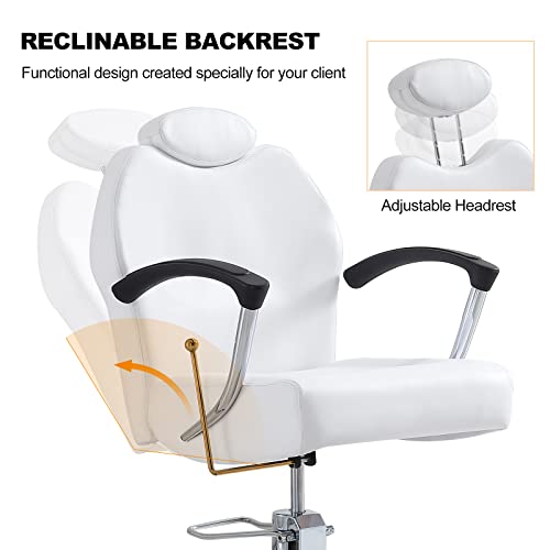 Paddie White Reclining Pedicure Chair With Headrest/Foot Basin/Leg Rest Hydraulic Adjustable For Salon Spa Nail Tech #TOP3