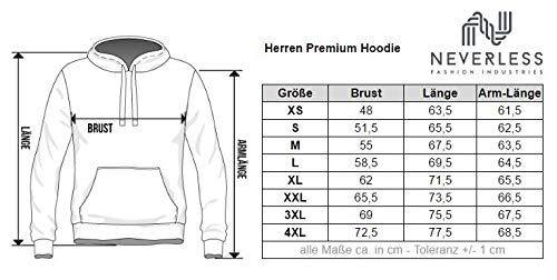Neverless® Hoodie Herren Print Aufdruck Hirsch Wald-Tiere Kapuzen-Pullover Männer Outdoor Fashion Streetstyle Indigo Blue XL