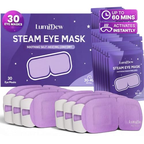 Steam Eye Mask, Self Heating Heated Eye Mask for Sleep, Warm Compress for Eyes, Moist Heat for Dry Eye Relief, Stye Eye Treatment, Spa, Travel Essentials, Unscented 30 Pack