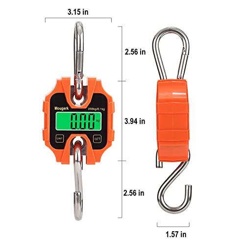 Mougerk Digital Hanging Scales Portable Heavy Duty Crane Scale 250 Kg 500 Lb 2 Aaa Batteries(Not Included) #TOP3