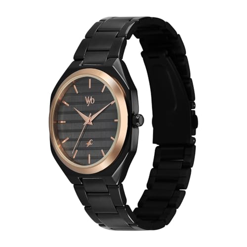 Image of Fastrack Vyb 6.0 Horizon Quartz Black Shaped Dial Men's Watch | Stainless Steel Strap Material Analog | Guys Analog Watches - FV30031KM02