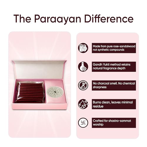 Image of Pure Rose Dhoop Sticks I Bambooless & Charcoal-Free | 40 Long Sticks with Dharma Rath Chakra Dhoop Stand | Pure Natural Rose Chandan Aroma for Pooja, Meditation & Havan