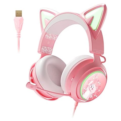 Auriculares EASARS para juegos con orejas de gato y sonido envolvente 7.1 Cover