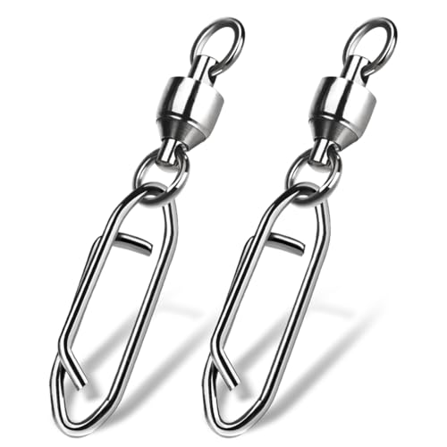 9KM DWLIFE Fishing Swivels Fishing Speed Clips Fishing Swivels and Snaps Quick Change Fishing Clips Balck Swivels Stainless 25Pcs Size 0#