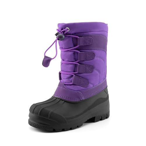 DREAM PAIRS Boys Girls Snow Boots Waterproof Outdoor Warm Cozy Anti-Slip Mid Calf Faux Fur Lining Winter Shoes for Little/Big Kids 9 Toddler Purple