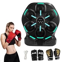 Music Boxing Machine, Boxmaschine mit Musik für Kinder und Erwachsene, Boxautomat mit 8 Weiche Schlagpunkte, 9 Trainingsmodi, Wandmontage ohne Bohren, mit 2 Handschuhen, für Heimfitness