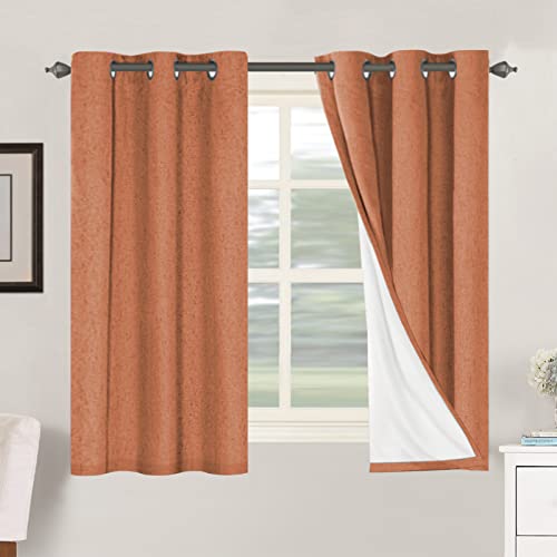 Image of H.VERSAILTEX 100% Blackout Curtains for Bedroom Thermal Insulated Linen Textured Curtains Heat and Full Light Blocking Drapes Living Room Curtains 2 Panel Sets, 42x54 Inch, Orange