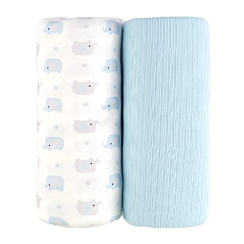 Viviland Jersey Swaddle Blanket, Ultra Soft Stretchy Receiving Blanket, Baby Boy Newborn Swaddle Wrap, 40 x 30 inches, 2 Pcs, Elephant