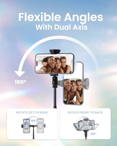 KraftGeek 66" JustTap Phone Tripod for iPhone, Automatic Selfie Stick for Cell Phone, Tripod Stand with Remote for Video Recording, Black - Image 5
