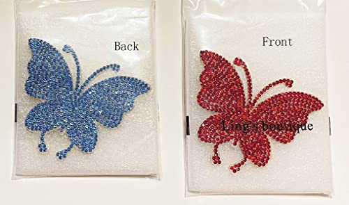 Ling's Boutique(Tm) Various Patterns Of Crystal Car Stickers,Decorate Cars Bumper Window Laptops Luggage Rhinestone Sticker,White (Butterflies Blue&Red) #TOP3