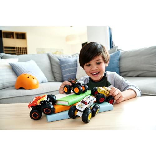Image of Hot Wheels Monster Trucks 4-Pack, Set of 4 1:64 Scale Toy Vehicles with Giant Wheels (Styles May Vary)