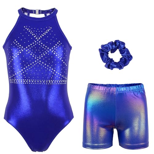 Gymnastics Leotards for Girls With Shorts Clasp Back Activewear