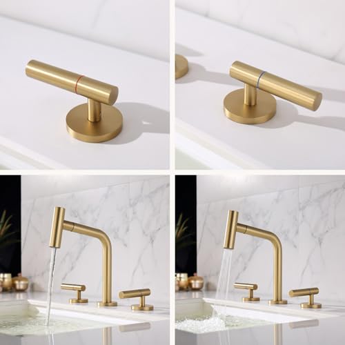 Mitigeur de lavabo en laiton brossé 3 trous avec douchette amovible MOCHAMIK - 3