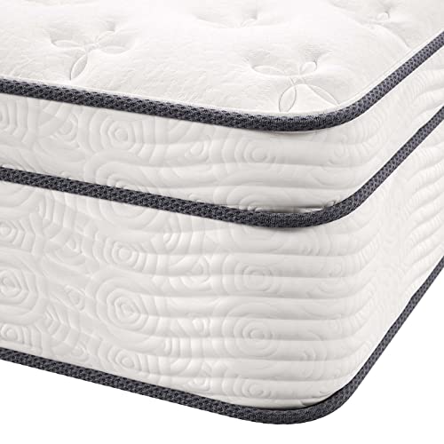 Modway Jenna 14” Innerspring And Memory Foam King Mattress With Individually Encased Coils, White #TOP3