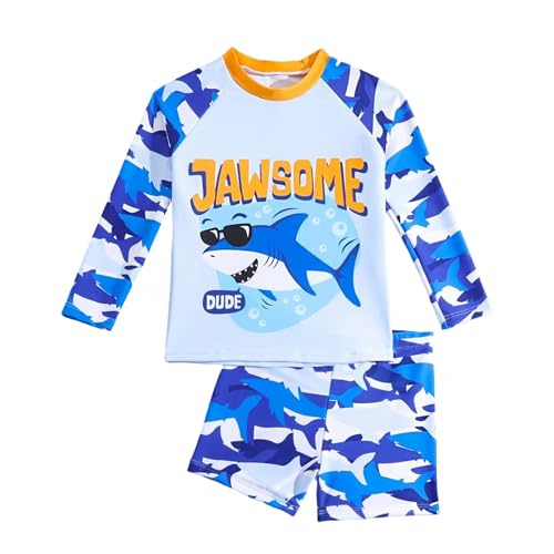 Toddler Swimsuit Boy 2-Piece Dinosaur Bathing Suit with Rash Guard Cute Toddler Boy Swimsuit Dinosaur