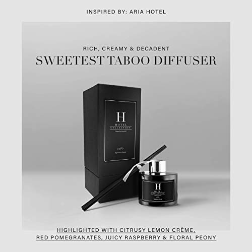 Hotel Collection - Sweetest Taboo - Reed Diffuser Set - Luxury Aromatherapy - Lemon Creme, Pomegranate & Raspberry, White Woods & Floral Peony - Essential Oil Diffusers - Shelf Decor - 100mL/3.5 FL oz
