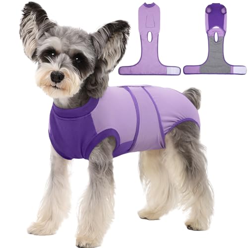 Kuoser Dog Recovery Suit, Female Male Spay Neuter Surgery Suit, Purple, XS