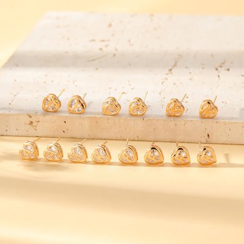 GWH Heart Initial Earrings for Women, Never Fade Heart Initial A Stud Earring 18K Gold Plated CZ Earrings Stacks Hypoallergenic Earring Piercing Gift for Women Trendy Jewelry Gifts by GWH - Used condition - Image 7
