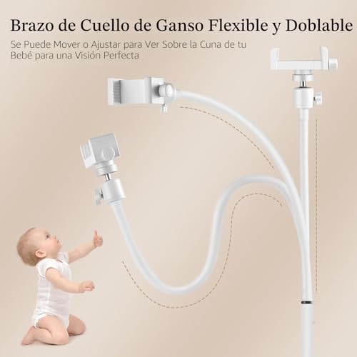 Miniatura 4 de Gxpjycfob Soporte Universal Para Vigilabebés, Altura Regulable De 90-170 Cm, Soporte Para Cámara Monitor De Bebé Con Palo Flexible Y Tornillo 1 4, Compatible Con La Mayoría De Vigilabebés