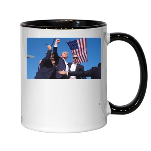 Donald Trump Assassination Attempt USA Flagge Keramik Tee Kaffee Tasse Schwarz