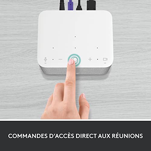 Logitech - Logi Dock, station d'accueil pour ordinateur portable USB-C Tout-en-un, Téléphone de conférence, Réduction de bruit, Bluetooth, Windows/macOS, certifié pour Zoom, Google Meet - Blanc