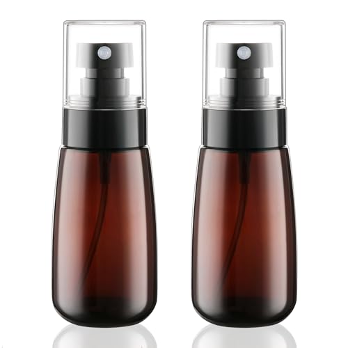 Travel Spray Bottle 2oz/60ml 2 Pack TSA Approved Fine Mist Spray Bottles Refillable Cosmetic Leak Proof Travel Size Spray Bottle for Hair Perfumes Skincare Water Face Sprayer(Brown)