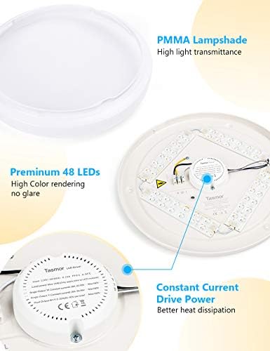 TASMOR Smart LED Ceiling Light 24W, 2700-6500K Dimmable Light, WiFi, Remote/APP/Voice Control, Ø40CM 2400Lm IP54 Waterproof Compatible with Alexa/Google Home for Bedroom, Living Room, No Hub Required