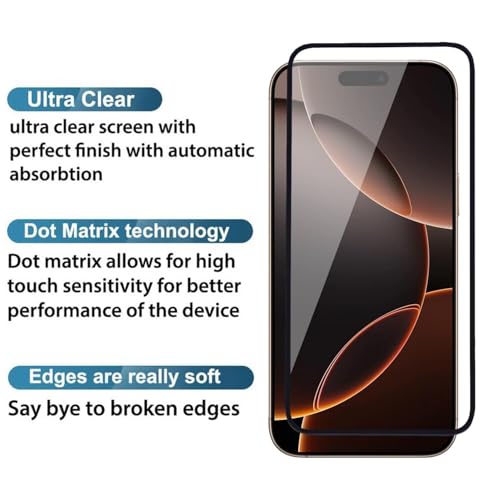 Image of Premium Tempered Glass Screen Protector Compatible with iPhone 16 Pro Max (6.9 Inch) | 9H Hardness | Edge to Edge Protection | Anti Scratch | Bubble Free Installation | HD Clear | Ultra Thin Screen Guard