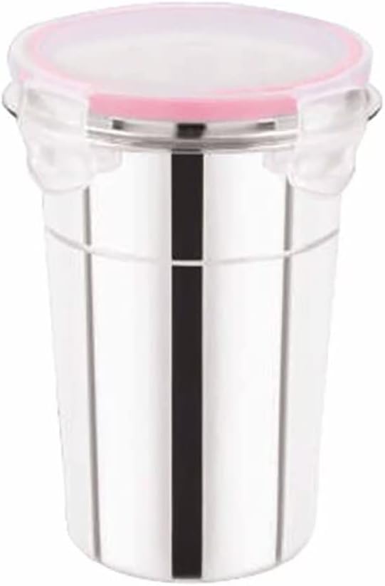 - Stainless Steel Click and Seal Glass Container - 1 Pcs Multi-Purpose Lock & Seal Leak Proof Glass Tumbler, Freezer Safe with Air Tight Transparent Silicon Lid Glass Container (400 Ml)