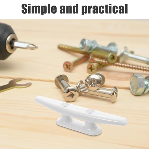 RUNROTOO Nylon Boat Dock Cleats Marine Mooring Hardware 6-inch White Yacht Rope Tie for Boat Anchoring and Docking Accessories