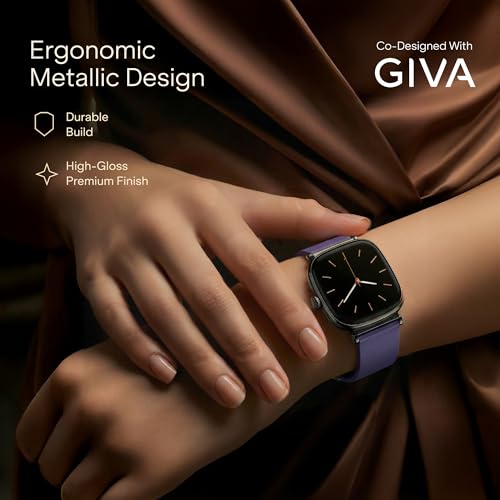Image of Boat Chrome Ivory Smart Watch for Women, co-Designed with GIVA, 1.7 inch AMOLED Display, 1000 nits Brightness, Premium Metallic Build, Female Wellness Tracker smartwatch for Women (Twilight Purple)
