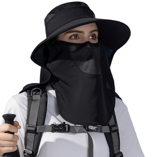 Sombrero Mujer Ala Ancha UV Con Visera y Cubierta Facial miniatura 1