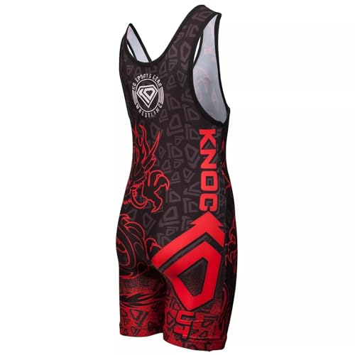 KO Sports Gear Unisex Wrestling Singlet for Adult Wrestlers - Wrestling Singlet for Men & Women - Bold Durable Uniform, Stretchy Breathable Material - Red Dragon, Adult Small - Thumbnail 3