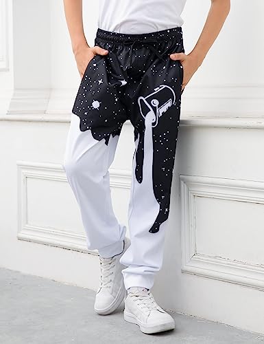 Little Boys Cool Pants With Drawstring 3D Printed White Black Pour Milk Sweatpants For Teens Girls Size 10 12 Spring Novelty Polka Dots Joggers 11 13 Years Old Youth Exercise Home Party Clothes #TOP3