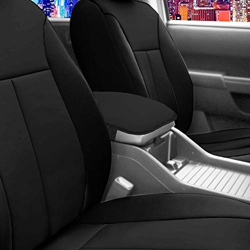 Image of FH Group Neosupreme Black Flat Pattern Center Console Pad - Water-Resistant Armrest Cover Protector for Cars, SUVs & Trucks