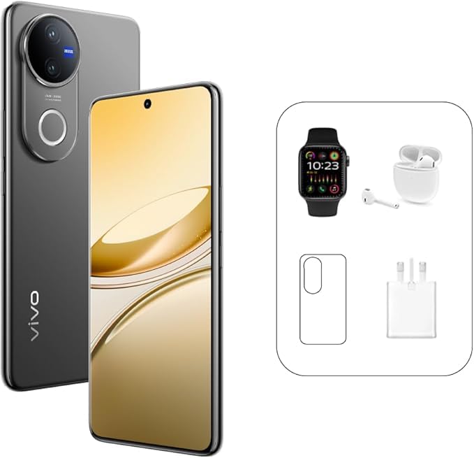VivoV50 5G - Satin Black 12 + 256GB | 50MP ZEISS Camera | 3D curved 120Hz AMOLED Display | 6000mAh | IP69, 4Y Battery |18 Months Warranty - UAE Version