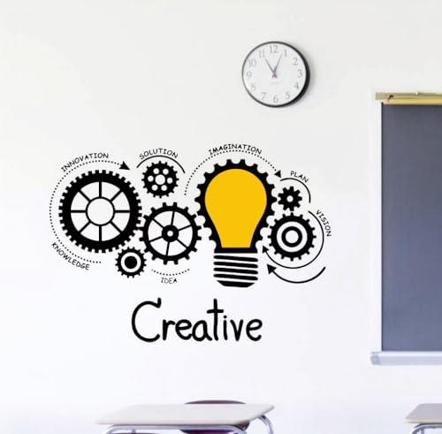 Image of Gears Creative Bulb Office - Inspirational - Motivational - Quotes - Wall Sticker for Kids Room, Living Room, School, Library (Size - 121CM X 55CM)
